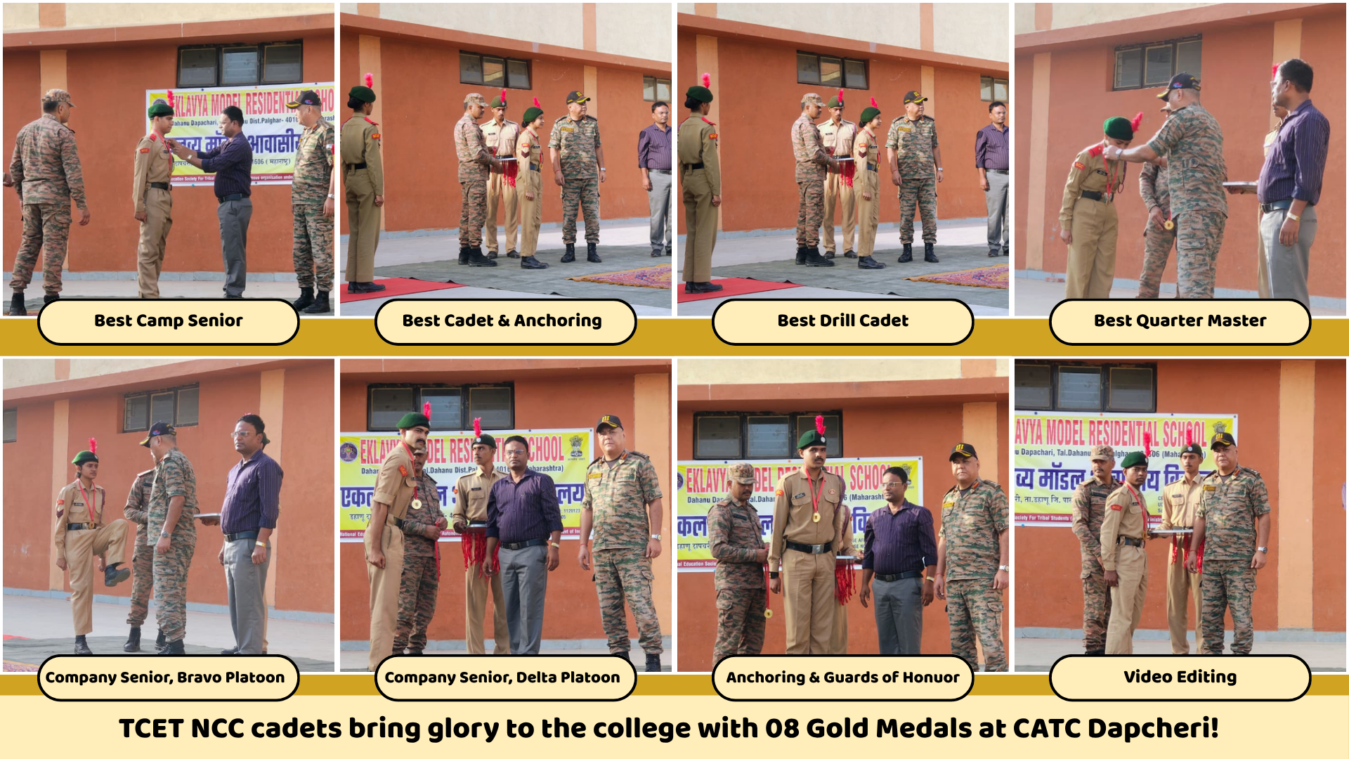 TCET NCC cadets bring glory to the college with 08 Gold Medals at CATC Dapcheri!